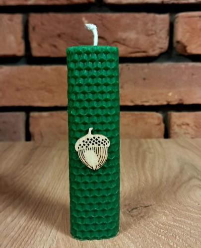 Świece intencyjne/rytualne z wosku pszczelego/ zielona-kwadratowa