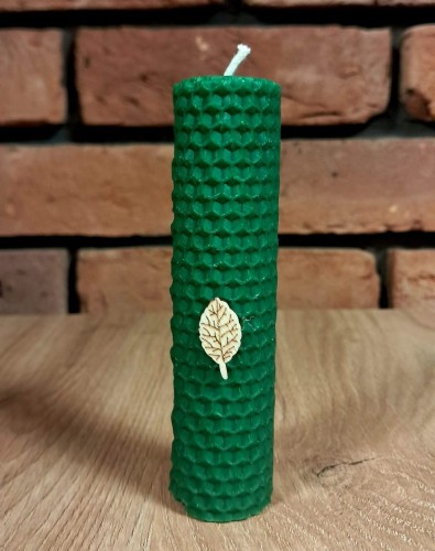 Świece intencyjne/rytualne z wosku pszczelego/ zielona-okrągła