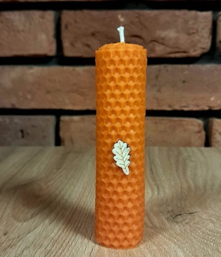 Świece intencyjne/rytualne z wosku pszczelego/ pomarańczowa-okrągła