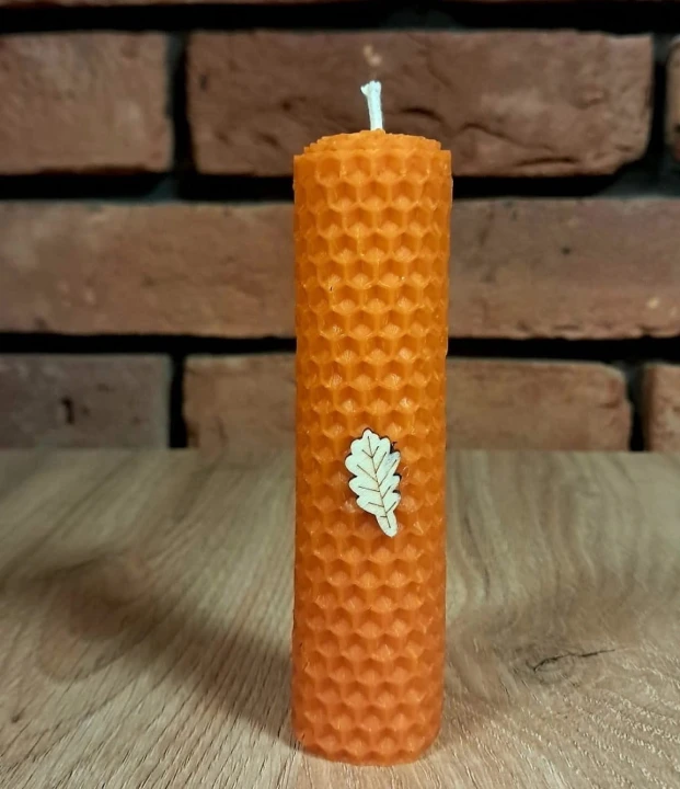 Świece intencyjne/rytualne z wosku pszczelego/ pomarańczowa-okrągła