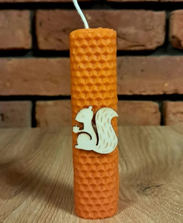 Świece intencyjne/rytualne z wosku pszczelego/ pomarańczowa-kwadratowa