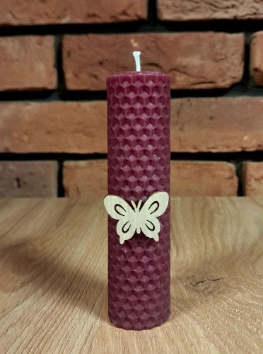 Świece intencyjne/rytualne z wosku pszczelego/ fioletowa-okrągła