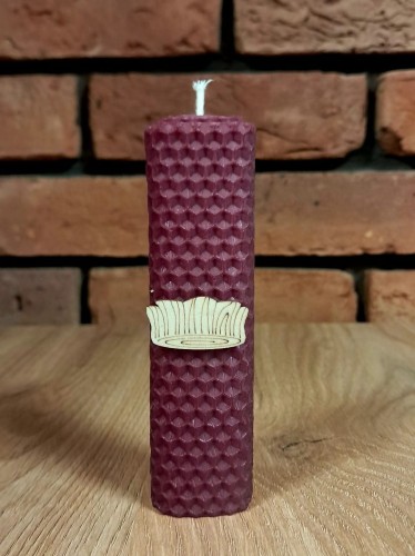 Świece intencyjne/rytualne z wosku pszczelego/ fioletowa-kwadratowa