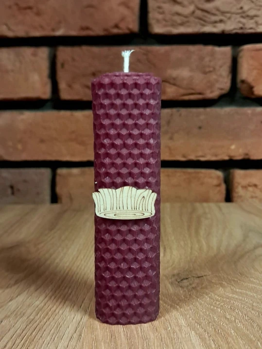 Świece intencyjne/rytualne z wosku pszczelego/ fioletowa-kwadratowa