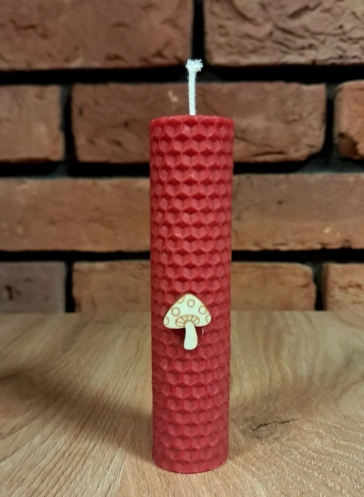 Świece intencyjne/rytualne z wosku pszczelego/ czerwona-okrągła