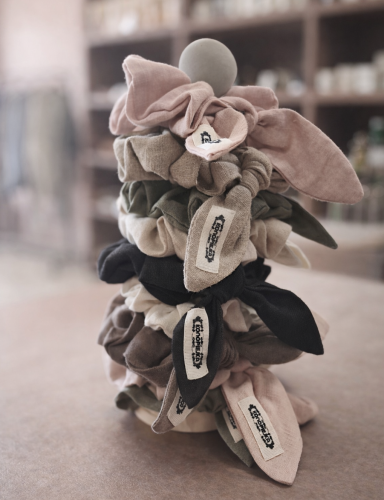 Lniane gumeczki z wiązaniem " Uszka "