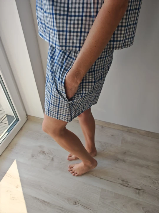 Piżama damska z tkaniny lniano-bawełnianej - M/L