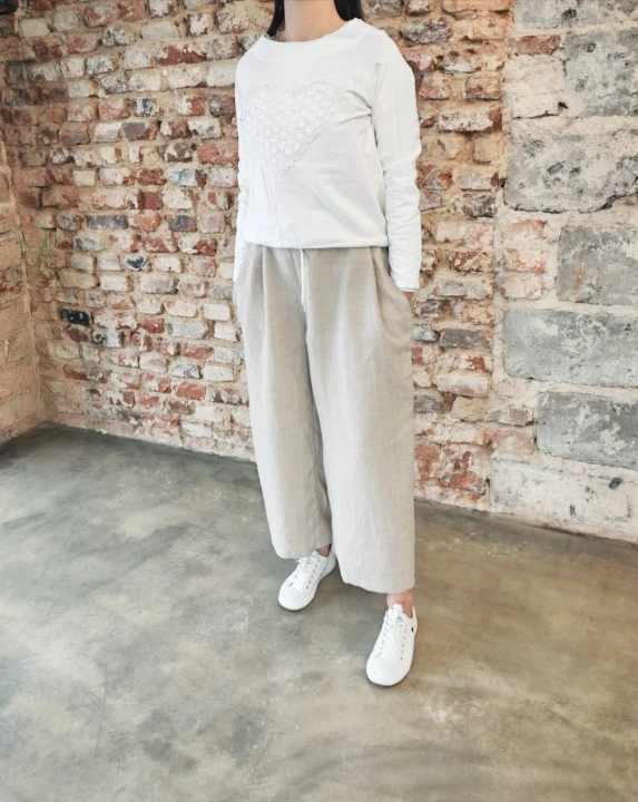 Ogrodniczki damskie 100% len- Oversize naturalny beż