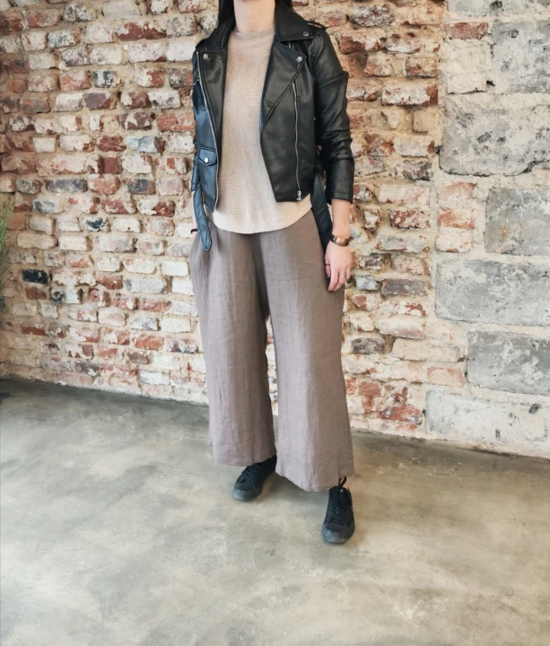 Ogrodniczki damskie 100% len- Oversize czekoladowy brąz