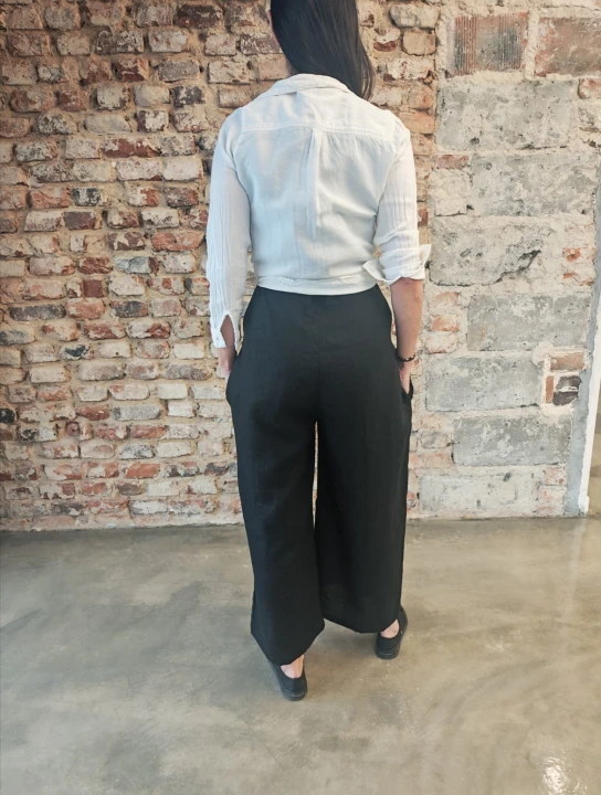 Ogrodniczki damskie 100% len- Oversize czarne