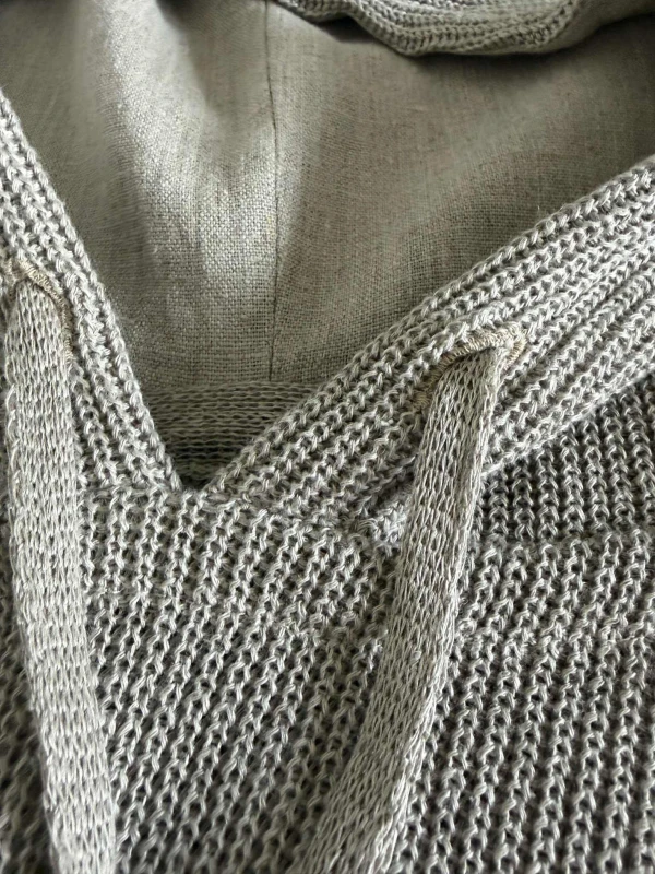 Sweter męski z kapturem 100% len -M/L małe XL