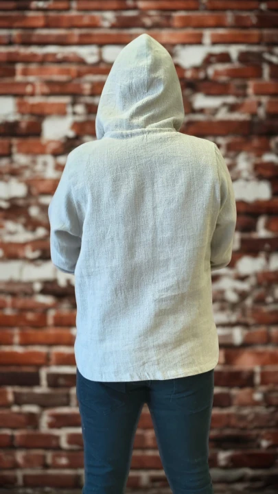 Bluza męska 100% len z kapturem - M/L