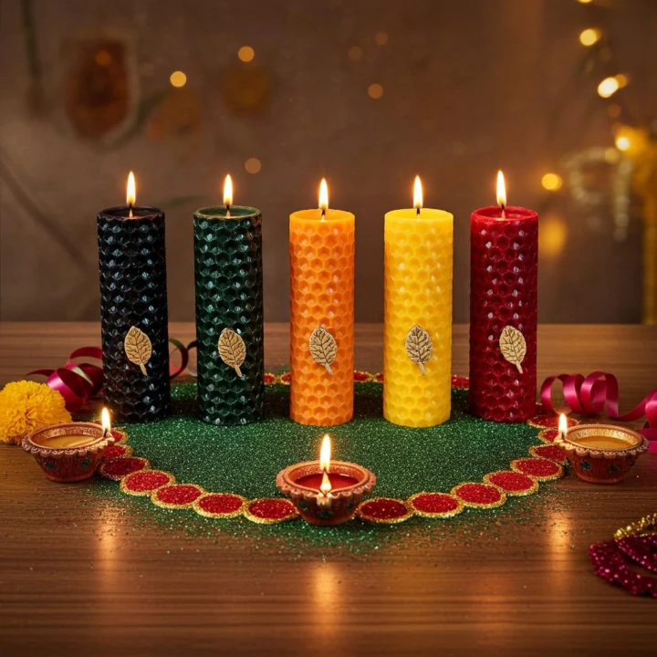 Świece intencyjne/rytualne z wosku pszczelego/ żółta-kwadratowa