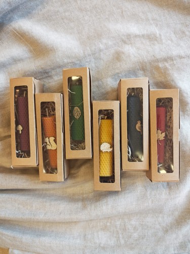 Świece intencyjne/rytualne z wosku pszczelego/ czerwona-okrągła