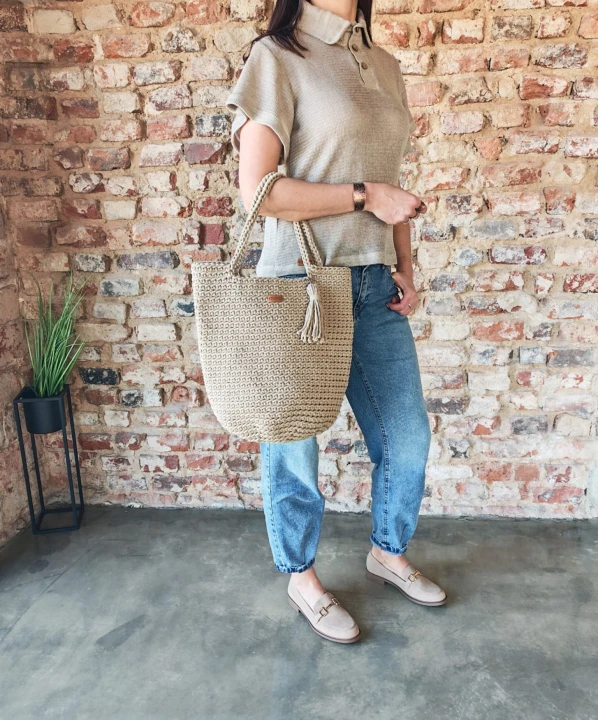 T-shirt polo damski 100% len rozm S/M