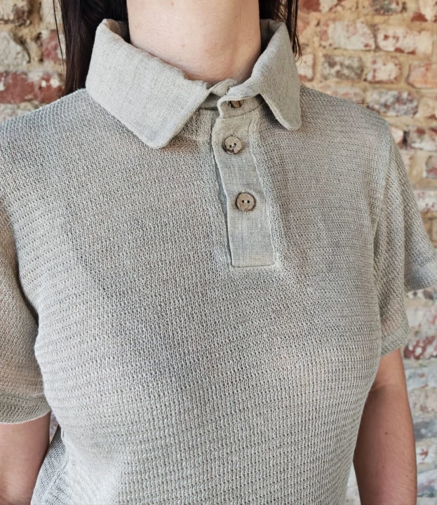 T-shirt polo damski 100% len rozm S/M