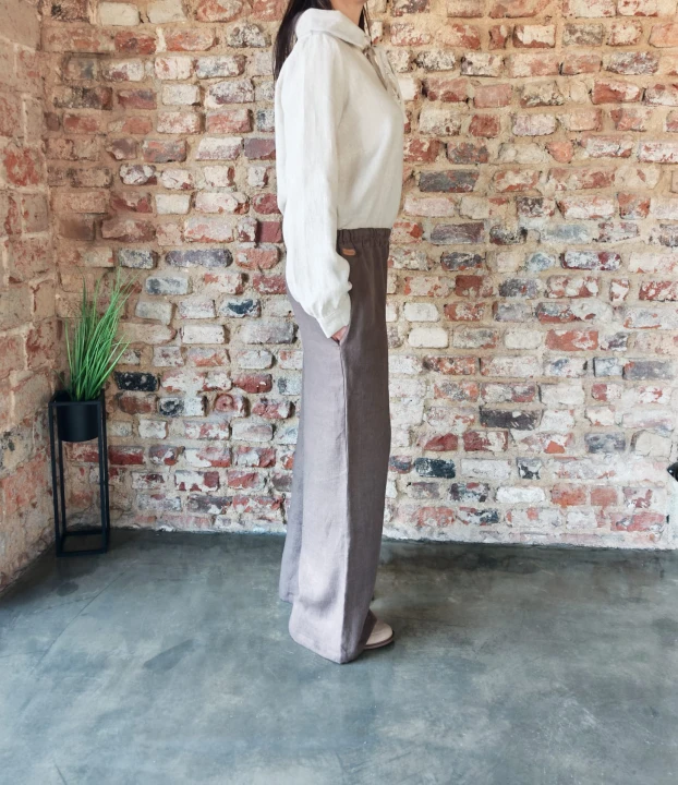 Spodnie damskie z kieszeniami 100% len rozm S/M