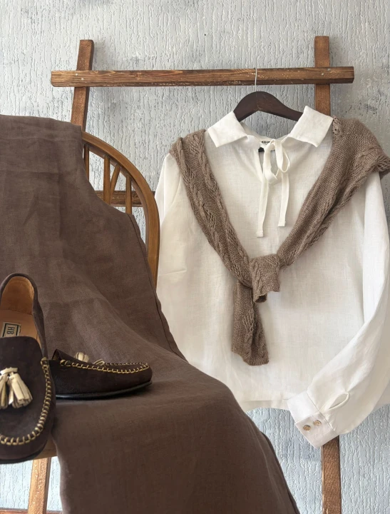 Spodnie damskie z kieszeniami 100% len rozm S/M