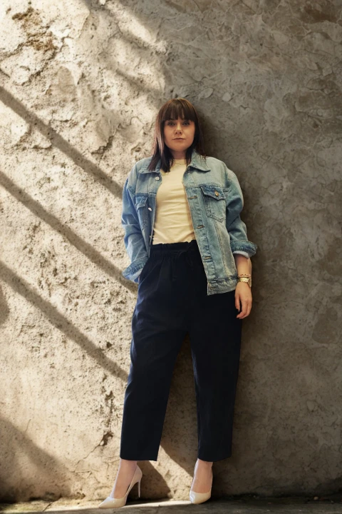 Spodnie Lniane damskie, BARELL na gumce, czarne - rozmiar S/M