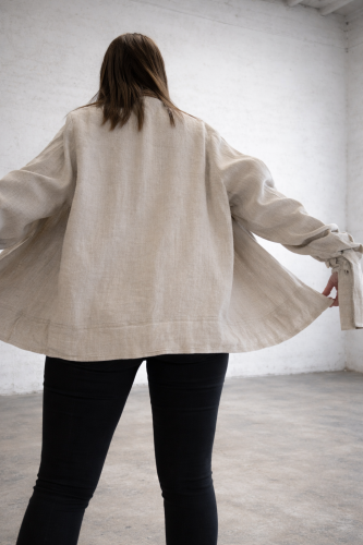 Kurtka, Żakiet damski, naturalny beż LEN 100% - rozmiar uniwersalny