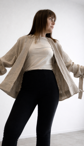 Kurtka, Żakiet damski, naturalny beż LEN 100% - rozmiar uniwersalny