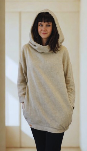 Lniana tunika z kapturem