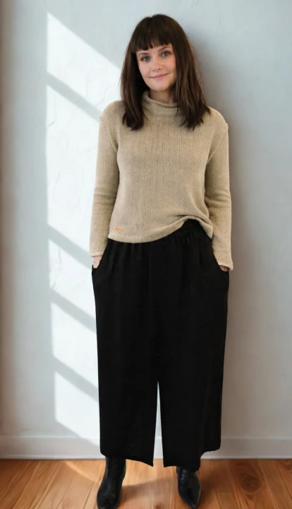 Sweter damski, Bluza - LEN 100%, naturalny S/M