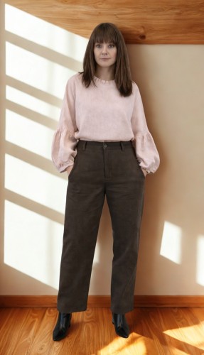 BLUZKA lniana z falbaną BOHO, LEN 100% - rozmiar uniwersalny, kolor MGLISTY RÓŻ