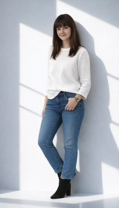 Lniana Bluzka damska - Z KIESZONKĄ, biała