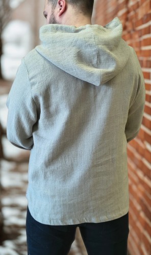 Bluza męska 100% len z kapturem - M/L
