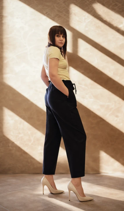 Spodnie Lniane damskie, BARELL na gumce, czarne - rozmiar S/M