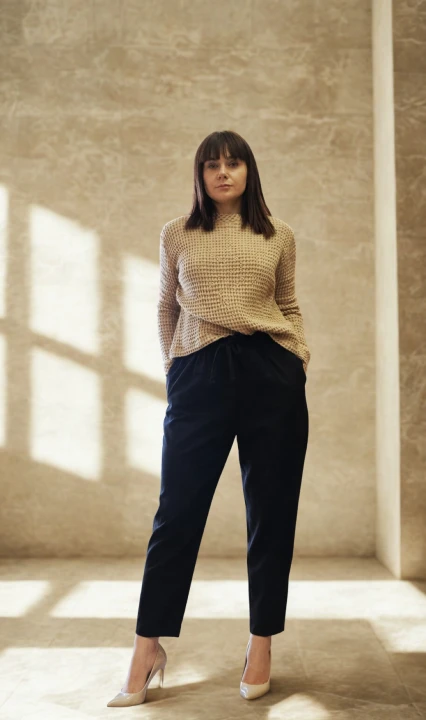 Spodnie Lniane damskie, BARELL na gumce, czarne - rozmiar S/M