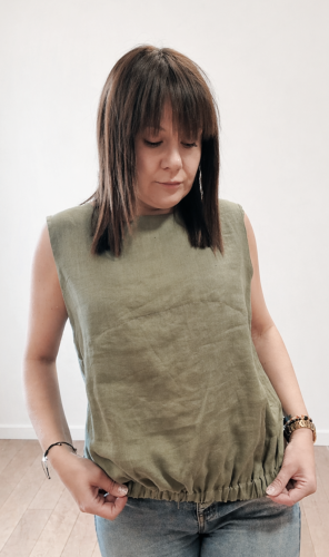 BLUZKA lniana bez rękawów, TOP LNIANY damski , LEN 100% , ZIELEŃ AWOKADO