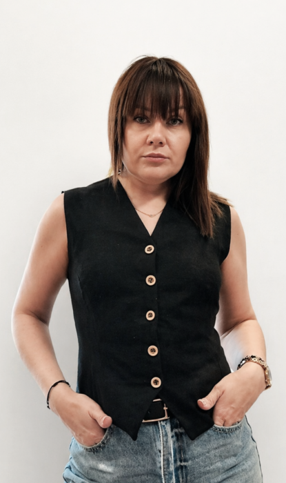 Kamizelka lniana damska - CZARNA
