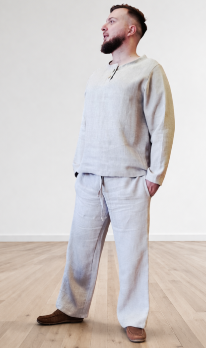 Bluza lniana męska 100% len, kolor naturalny