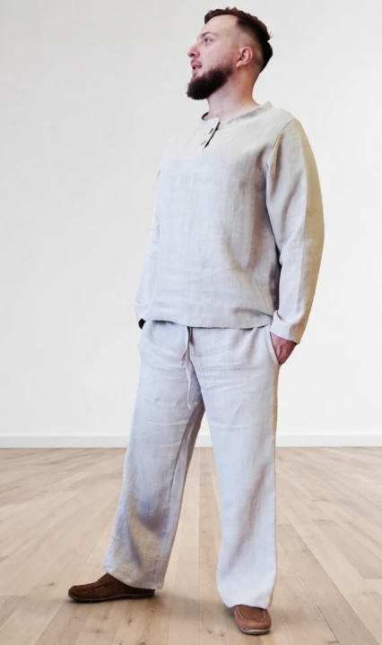 Bluza lniana męska 100% len, kolor naturalny