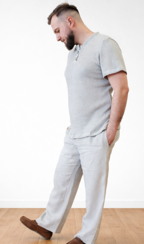 Spodnie męskie lniane 100% , kolor naturalny