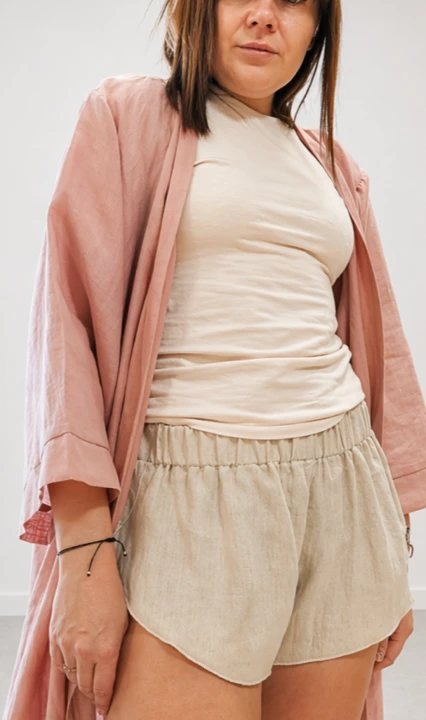 Lniane Spodenki damskie - OWSIANKA / SZARE