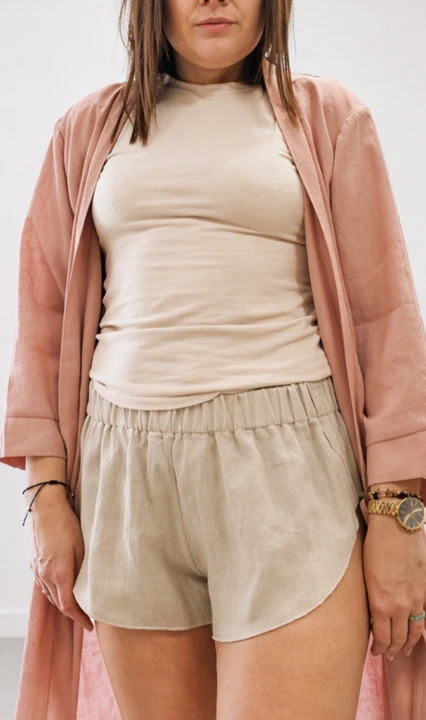 Lniane Spodenki damskie - OWSIANKA / SZARE