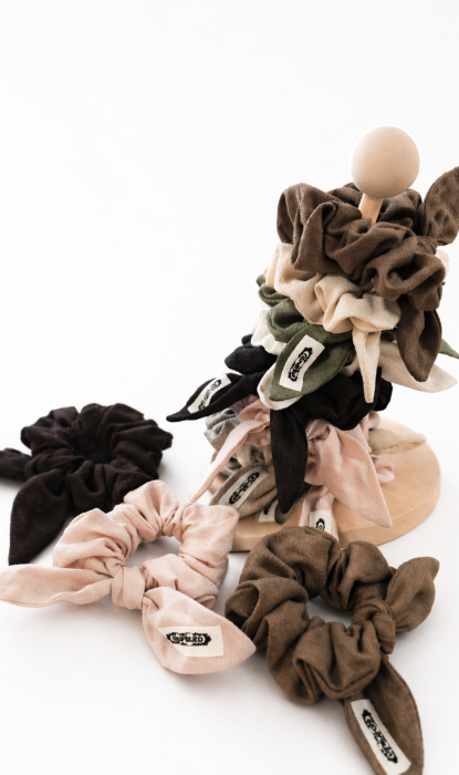 Lniane gumki do włosów z wiązaniem " Uszka "