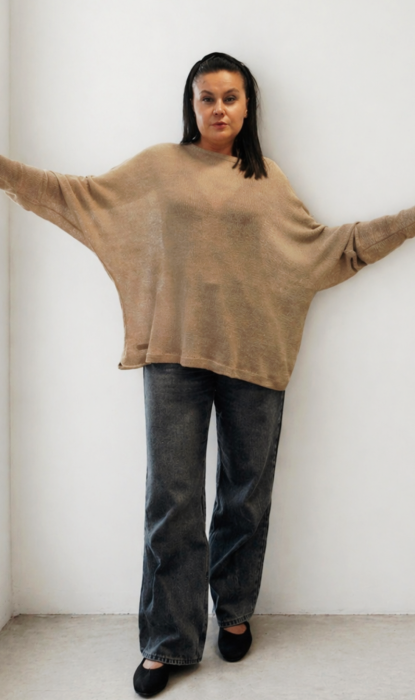 Bluzka, Sweterek lniany damski NIETOPERZ - rozmiar uniwersalny