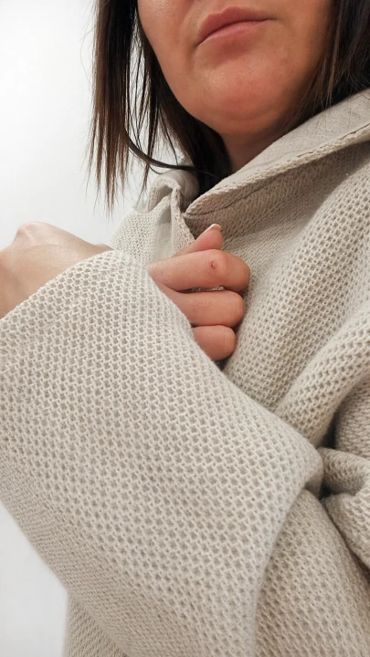 Lniano bawełniany kardigan z kapturem