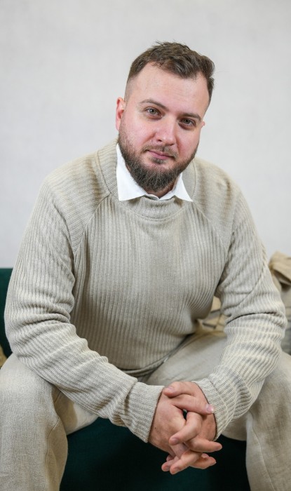 Sweter, bluza męska LONG SLEVE - 100% len / rozmiar M