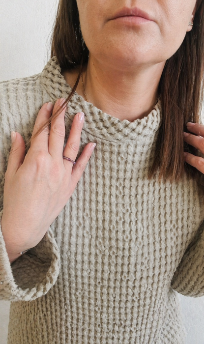 Sweter damski, Bluza z wafelka lniano-bawełnianego - kolor Naturalny