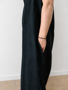 Ogrodniczki damskie 100% len- Oversize czarne