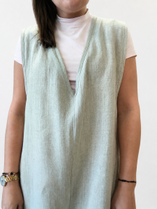 Ogrodniczki damskie 100% len- Oversize naturalny beż