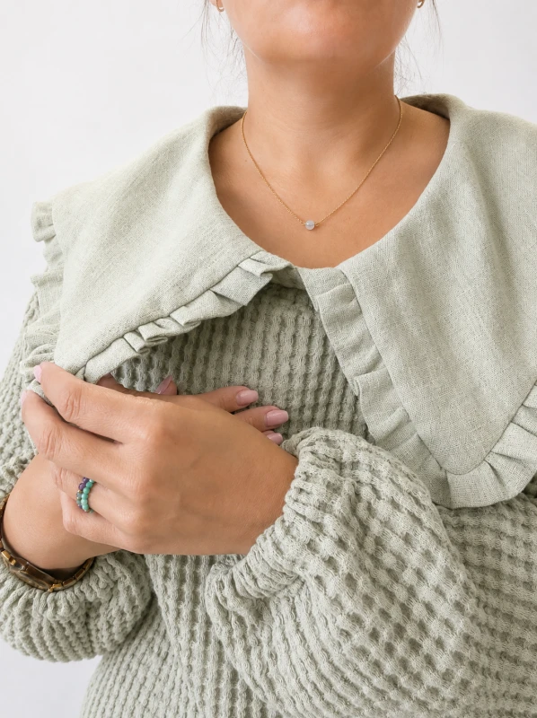 Bluza wafelek z kołnierzykiem- naturalny