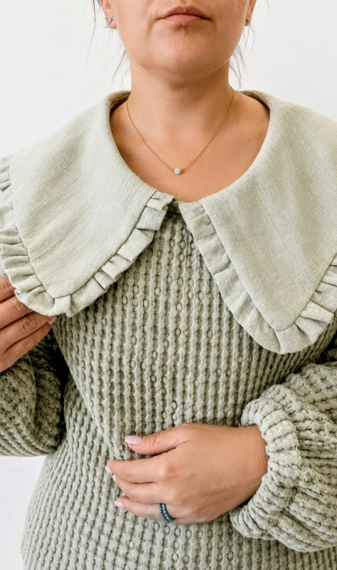 Bluza wafelek z kołnierzykiem- naturalny
