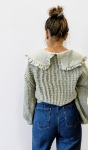 Bluza wafelek z kołnierzykiem- naturalny