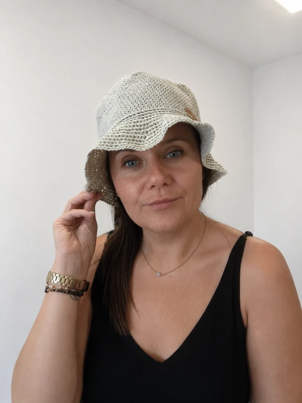 Bucket Hat lniano-bawełniany